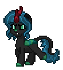 Size: 220x244 | Tagged: safe, artist:twilyisbestpone, derpibooru exclusive, imported from derpibooru, queen chrysalis, kirin, pony, pony town, animated, cloven hooves, fangs, female, gif, kirin chrysalis, kirin-ified, leonine tail, pixel art, simple background, solo, species swap, tail, transparent background, trotting, trotting in place, walking