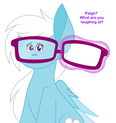 Size: 2648x2812 | Tagged: safe, artist:feather_bloom, imported from derpibooru, oc, oc:feather_bloom, pegasus, pony, embarrassed, faic, funny, glasses, magic, magic aura, meme, simple background, solo, teary eyes, white background, woll smoth
