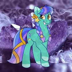 Size: 1280x1280 | Tagged: safe, artist:horse-time-babey, imported from derpibooru, oc, oc only, crystal pony, pony, braid, solo