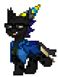 Size: 640x848 | Tagged: safe, imported from derpibooru, oc, oc only, oc:alejandrogmj, changeling, pony town, animated, clothes, glasses, happy, ponysona, simple background, solo, tongue out, transparent background