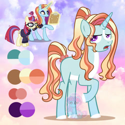 Size: 1280x1276 | Tagged: safe, artist:shiee-artopia223, imported from derpibooru, moondancer, sassy saddles, pony, unicorn, annoyed, base used, clothes, colored hooves, female, fusion, glasses, glowing, glowing horn, horn, magic, mare, raised hoof, telekinesis