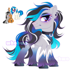 Size: 1950x1882 | Tagged: safe, artist:whohwo, imported from derpibooru, dj pon-3, octavia melody, vinyl scratch, earth pony, pony, unicorn, base used, chest fluff, ear piercing, eyelashes, fusion, makeup, male, piercing, simple background, smiling, stallion, unshorn fetlocks, white background