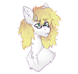 Size: 1414x1348 | Tagged: safe, artist:siatika, artist:siatikas, imported from derpibooru, oc, oc only, oc:ludwig von leeb, pegasus, pony, blonde hair, bust, chest fluff, ear fluff, glasses, green eyes, male, simple background, solo, stallion, white background