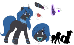 Size: 4882x2951 | Tagged: safe, artist:highrolleryt, imported from derpibooru, oc, oc only, pony, unicorn, :d, bust, choker, fangs, glowing, glowing horn, horn, multiple eyes, open mouth, open smile, simple background, smiling, solo, unicorn oc, white background