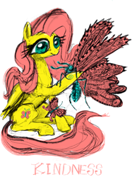 Size: 2048x2732 | Tagged: safe, artist:ja0822ck, imported from derpibooru, fluttershy, butterfly, pegasus, pony, simple background, solo, white background