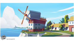 Size: 2300x1278 | Tagged: safe, artist:finnbarr martin, boulder media, imported from derpibooru, concept art, g5, maretime bay, my little pony logo, official, windmill