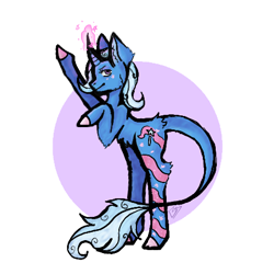 Size: 446x446 | Tagged: safe, artist:roekaz, imported from derpibooru, trixie, pony, unicorn, alternate cutie mark, female, leonine tail, mare, rearing, simple background, tail