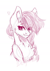 Size: 1280x1811 | Tagged: safe, artist:delfinaluther, imported from derpibooru, earth pony, pony, chest fluff, ear fluff, female, fluffy, heart, heart eyes, pink, sketch, smiling, solo, wingding eyes