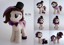 Size: 1280x917 | Tagged: safe, artist:meplushyou, imported from derpibooru, oc, oc:bowtie, earth pony, pony, female, hat, irl, mare, photo, plushie, solo, top hat