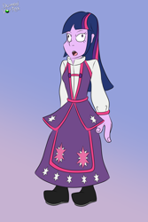 Size: 1200x1800 | Tagged: safe, artist:domedvortex, imported from derpibooru, twilight sparkle, human, equestria girls, clothes, hypnosis, hypnotized, long dress, long skirt, skirt, solo, twilight sparkle (alicorn)