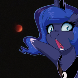 Size: 4000x4000 | Tagged: safe, artist:witchtaunter, imported from derpibooru, princess luna, alicorn, pony, chest fluff, crown, ear fluff, eclipse, faic, female, jewelry, lunar eclipse, meme, open mouth, pointing, regalia, solo, soyjak, wojak