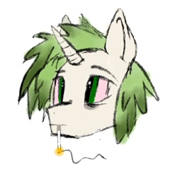 Size: 870x879 | Tagged: safe, artist:m37, imported from derpibooru, oc, oc only, oc:ein, pony, unicorn, bust, cigarette, green eyes, male, pencil drawing, portrait, simple background, solo, traditional art