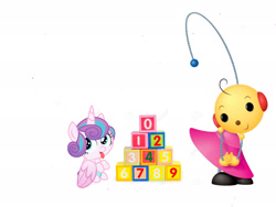 Size: 2048x1536 | Tagged: artist needed, safe, imported from derpibooru, princess flurry heart, alicorn, pony, robot, a flurry of emotions, antenna, baby, baby pony, blocks, cute, female, filly, foal, folded wings, rolie polie olie, toy, wings, zowie polie