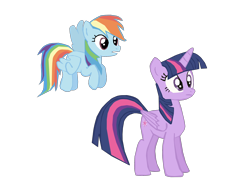 Size: 2036x1516 | Tagged: safe, artist:benpictures1, imported from derpibooru, rainbow dash, twilight sparkle, alicorn, pegasus, pony, power ponies (episode), cute, dashabetes, duo, duo female, female, flying, inkscape, mare, open mouth, simple background, transparent background, twiabetes, twilight sparkle (alicorn), vector