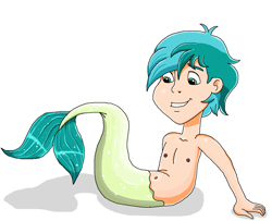 Size: 1134x922 | Tagged: safe, artist:ocean lover, imported from derpibooru, sandbar, human, merboy, merman, bare shoulders, belly button, chest, cute, fins, fish tail, handsome, human coloration, humanized, looking down, lying down, male, mermanized, mermay, on back, sandabetes, shadow, simple background, sitting, smiling, solo, tail, tail fin, teenager, white background