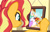 Size: 1024x647 | Tagged: safe, artist:emeraldblast63, imported from derpibooru, princess celestia, sunset shimmer, alicorn, pony, unicorn, comic:the tale of two sunsets, equestria girls, female, filly, filly sunset shimmer, looking at something, picture, solo, story included, younger