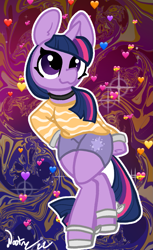 Size: 883x1443 | Tagged: safe, artist:nootaz, imported from derpibooru, twilight sparkle, pony, semi-anthro, unicorn, :3, choker, clothes, heart, solo