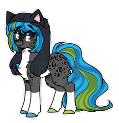 Size: 742x768 | Tagged: safe, artist:tay-niko-yanuciq, imported from derpibooru, oc, oc only, cat, cat pony, earth pony, original species, pony, body markings, chest fluff, colored hooves, earth pony oc, hat, looking at you, simple background, smiling, solo, transparent background