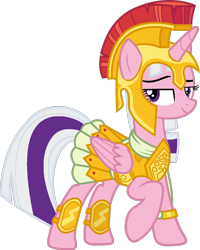 Size: 1024x1278 | Tagged: safe, artist:90sigma, edit, editor:foxyfell1337, imported from derpibooru, vector edit, twilight, pony, armor, athena sparkle, costume, g1, g1 to g4, g4, generation leap, simple background, solo, transparent background, vector