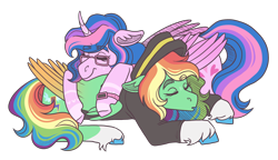 Size: 2600x1500 | Tagged: safe, artist:kikirdcz, imported from derpibooru, oc, oc only, oc:hsu amity, oc:lightning chaser, alicorn, pegasus, pony, alicorn oc, horn, oc x oc, pegasus oc, shipping, simple background, transparent background, wings