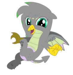 Size: 3461x3528 | Tagged: safe, artist:beesmeliss, imported from derpibooru, oc, oc:gillian, dragon, dragriff, griffon, interspecies offspring, offspring, parent:gabby, parent:spike, parents:spabby, paw pads, simple background, solo, transparent background
