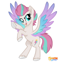 Size: 700x733 | Tagged: safe, artist:fennekinlovers, imported from derpibooru, zipp storm, pegasus, pony, eyelashes, female, g4, g5, g5 to g4, generation leap, looking at you, mare, movie accurate, rearing, simple background, solo, spread wings, style emulation, transparent background, unshorn fetlocks, wings