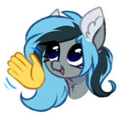 Size: 836x796 | Tagged: safe, artist:pesty_skillengton, imported from derpibooru, oc, oc only, oc:luny, pony, cute, emoji, hand, simple background, smiling, solo, waving, white background