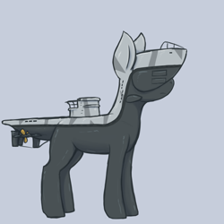 Size: 3000x3000 | Tagged: safe, artist:t72b, imported from derpibooru, boatpony, pony, boat, camouflage, female, mare, ponified, rule 85, simple background, solo, submareine, submarine, submarine pony, type ix, u-boat, wat