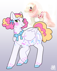 Size: 780x976 | Tagged: safe, artist:greenarsonist, imported from derpibooru, oc, oc only, oc:sweet hearts💕, pegasus, pony, accessory, afro puffs, blushing, bow, chubby, ear piercing, earring, eyeshadow, female, heart, jewelry, makeup, mare, pegasus oc, piercing, solo, unshorn fetlocks