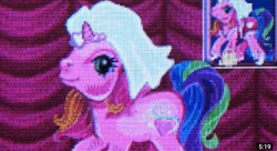 Size: 800x434 | Tagged: safe, imported from derpibooru, rarity (g3), pony, unicorn, the runaway rainbow, clothes, female, g3, game, game boy advance, horn, mare, purse, shoes, smiling, swimsuit, wedding veil, youtube link
