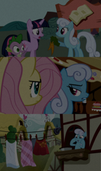 Size: 1280x2160 | Tagged: safe, edit, edited screencap, editor:jerryakiraclassics19, imported from twibooru, screencap, fluttershy, linky, shoeshine, spike, twilight sparkle, dragon, pony, unicorn, putting your hoof down, secrets and pies, the ticket master, '90s, carrot, female, food, image, male, mare, pie, png, unicorn twilight