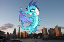 Size: 4288x2848 | Tagged: safe, artist:outlawquadrant, artist:thegiantponyfan, imported from derpibooru, princess ember, dragon, pony, china, dragon wings, dragoness, female, giant dragon, giant pony, giantess, high res, highrise ponies, irl, macro, mega giant, photo, ponies in real life, shanghai, solo, wings