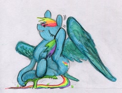 Size: 2035x1561 | Tagged: safe, artist:ja0822ck, imported from derpibooru, rainbow dash, pegasus, pony, butt, female, mare, plot, scratching, solo, traditional art