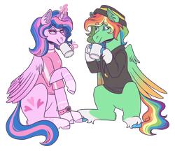 Size: 2900x2500 | Tagged: safe, artist:kikirdcz, imported from derpibooru, oc, oc only, oc:hsu amity, oc:lightning chaser, alicorn, pegasus, pony, alicorn oc, body markings, horn, oc x oc, pegasus oc, shipping, simple background, smiling, transparent background, unshorn fetlocks, wings