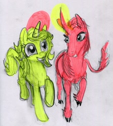 Size: 1751x1962 | Tagged: safe, artist:ja0822ck, imported from derpibooru, oc, oc only, pony, unicorn, duo, traditional art