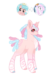 Size: 804x1206 | Tagged: safe, artist:cyrinthia, artist:vernorexia, imported from derpibooru, cozy glow, fleur-de-lis, oc, pony, unicorn, base used, body markings, brown eyes, coat markings, colored hooves, commission, curly mane, eyeshadow, female, fusion, g4, gradient legs, makeup, mare, markings, red eyes, ringlets, simple background, solo, swirls, swirly markings, tall, transparent background, wingding eyes