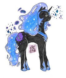 Size: 1164x1368 | Tagged: safe, artist:sizack, imported from derpibooru, nightmare moon, pony, unicorn, female, race swap, signature, simple background, sketch, solo, traditional art, white background