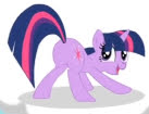 Size: 137x105 | Tagged: safe, artist:mrponiator, imported from twibooru, twilight sparkle, pony, unicorn, a canterlot wedding, season 2, butt, face down ass up, female, horn, image, looking back, mare, needs more jpeg, plot, smiling, twibutt, unicorn twilight, youtube link