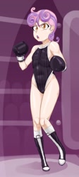 Size: 574x1280 | Tagged: safe, artist:pugilismx, imported from twibooru, sweetie belle, human, boxing, boxing gloves, clothes, humanized, image, needs more jpeg, shirt, solo, sports