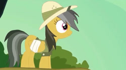 Size: 628x351 | Tagged: safe, artist:mrponiator, imported from twibooru, daring do, pegasus, pony, bandage, female, hat, image, mare, needs more jpeg, smiling