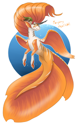 Size: 1613x2600 | Tagged: safe, artist:dragonademetal, imported from derpibooru, oc, oc only, hybrid, merpony, seapony (g4), bubble, crepuscular rays, female, fish tail, gills, horn, mare, ocean, orange eyes, orange mane, simple background, smiling, solo, spread wings, sunlight, swimming, tail, transparent background, underwater, water, wings