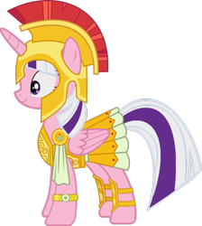 Size: 846x944 | Tagged: safe, artist:foxyfell1337, imported from derpibooru, twilight, twilight sparkle, pony, armor, athena sparkle, costume, g1, g1 to g4, g4, generation leap, simple background, solo, transparent background