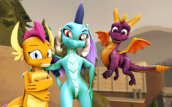 Size: 1280x795 | Tagged: safe, artist:neondragon, imported from derpibooru, princess ember, smolder, dragon, 3d, arm behind back, cute, dragoness, emberbetes, female, grin, looking at you, nervous, nervous grin, posing for photo, shy, smiling, smiling at you, smolderbetes, source filmmaker, spread wings, spyro the dragon, spyro the dragon (series), wings