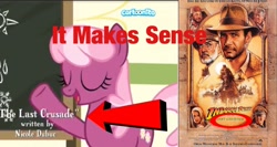 Size: 1826x974 | Tagged: safe, edit, edited screencap, imported from derpibooru, screencap, cheerilee, earth pony, human, pony, season 9, the last crusade, spoiler:s09, coincidence i think not, eyes closed, female, indiana jones, male, mare, movie poster, op is a slowpoke, poster, slowpoke