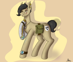 Size: 2000x1700 | Tagged: safe, artist:shypuppy, imported from derpibooru, oc, earth pony, pony, amputee, backpack, ear piercing, piercing, prosthetic limb, prosthetics, scar, solo