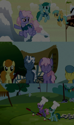 Size: 1280x2160 | Tagged: safe, edit, edited screencap, editor:jerryakiraclassics19, imported from twibooru, screencap, carrot top, flitter, golden harvest, lemon hearts, pokey pierce, rainbowshine, spring melody, sprinkle medley, sunshower raindrops, earth pony, pegasus, pony, unicorn, a friend in deed, rainbow falls, winter wrap up, '90s, 80s, chef's hat, clothes, female, food, hat, image, male, mare, muffin, png, stallion, vest, weather team
