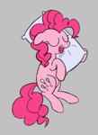 Size: 194x267 | Tagged: safe, artist:somethingatall, pinkie pie, earth pony, pony, aggie.io, drool, eyes closed, female, lowres, lying down, mare, pillow, simple background, sleeping