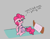 Size: 334x258 | Tagged: safe, artist:somethingatall, pinkie pie, earth pony, pony, aggie.io, bed, clothes, female, implied anon, lowres, mare, nightgown, pillow, simple background, smiling
