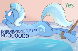 Size: 1754x1142 | Tagged: safe, artist:wonkysole, imported from derpibooru, trixie, pony, unicorn, bath, bathtub, behaving like a cat, butt, cane, cute, diatrixes, female, forced bathing, implied anon, mare, offscreen character, plot, solo, water