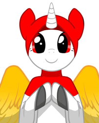 Size: 719x890 | Tagged: safe, artist:tialtri, imported from derpibooru, oc, oc:sinar bulan indonesia, alicorn, pony, colored wings, cute, female, hijab, horn, indonesia, islam, looking at you, mare, ocbetes, ramadan, simple background, smiling, smiling at you, solo, white background, wings